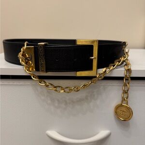 Chanel black and gold chain belt